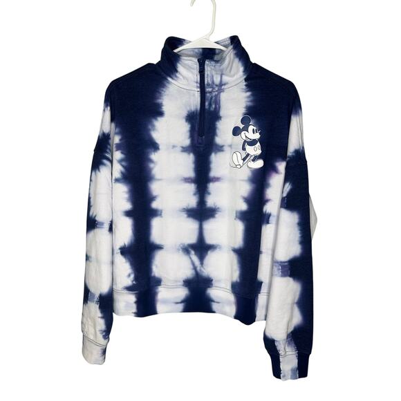 Disney Sweaters - Disneyland Blue Tie-Dye Mickey Mouse Half Zip Pullover